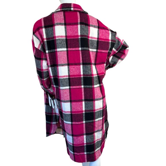 Miss Sparkling boutique shacket flannel long jacket fuchsia pink Barbie chic L - Picture 11 of 14